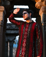 Red & Black Kurta Pyjama