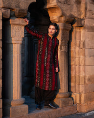 Red & Black Kurta Pyjama
