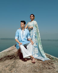 Ombré Blue Organza Saree