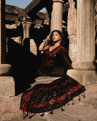Red & Black Hues Saree