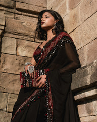 Red & Black Hues Saree