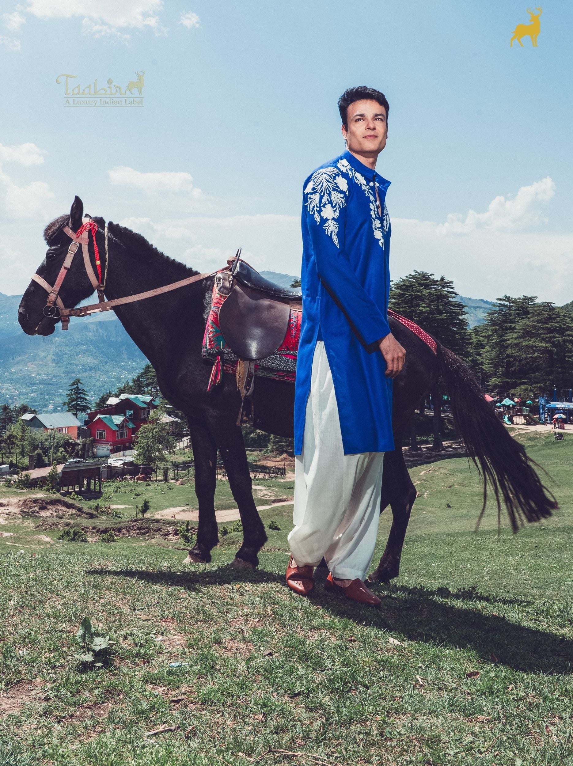 Rust Terracotta Silk Blend Kurta with Geometric Embroidery
