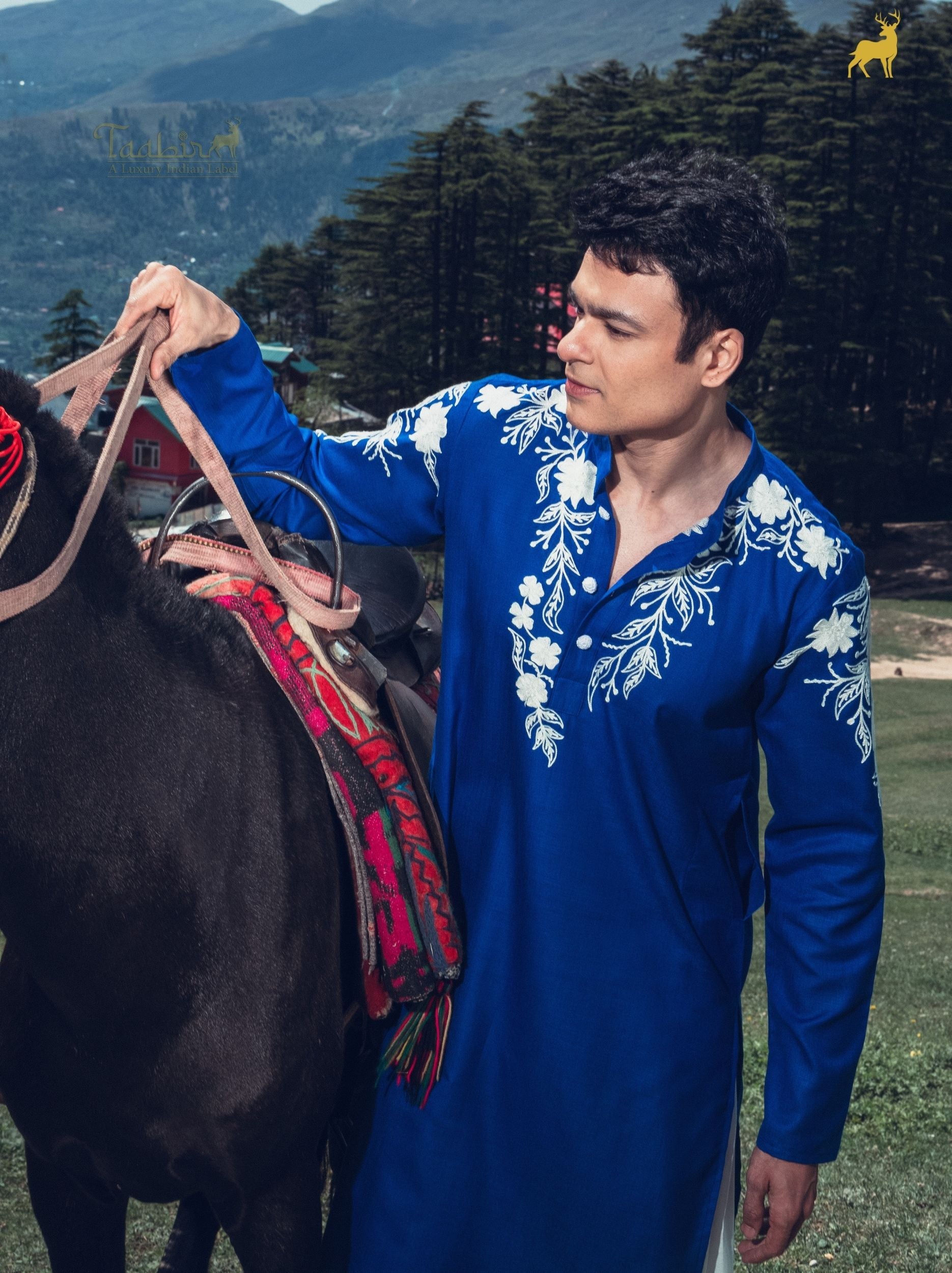 Rust Terracotta Silk Blend Kurta with Geometric Embroidery