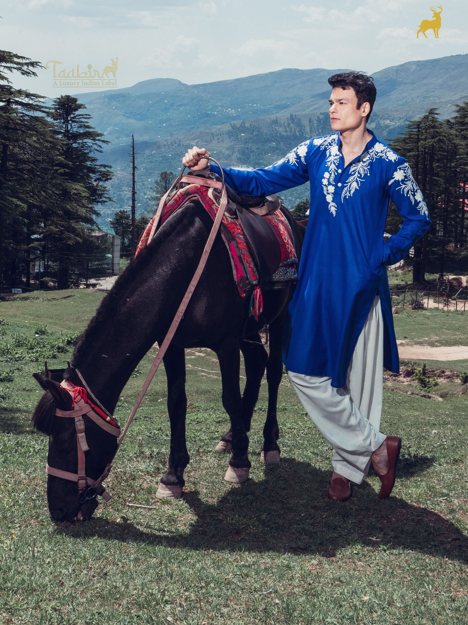 Rust Terracotta Silk Blend Kurta with Geometric Embroidery