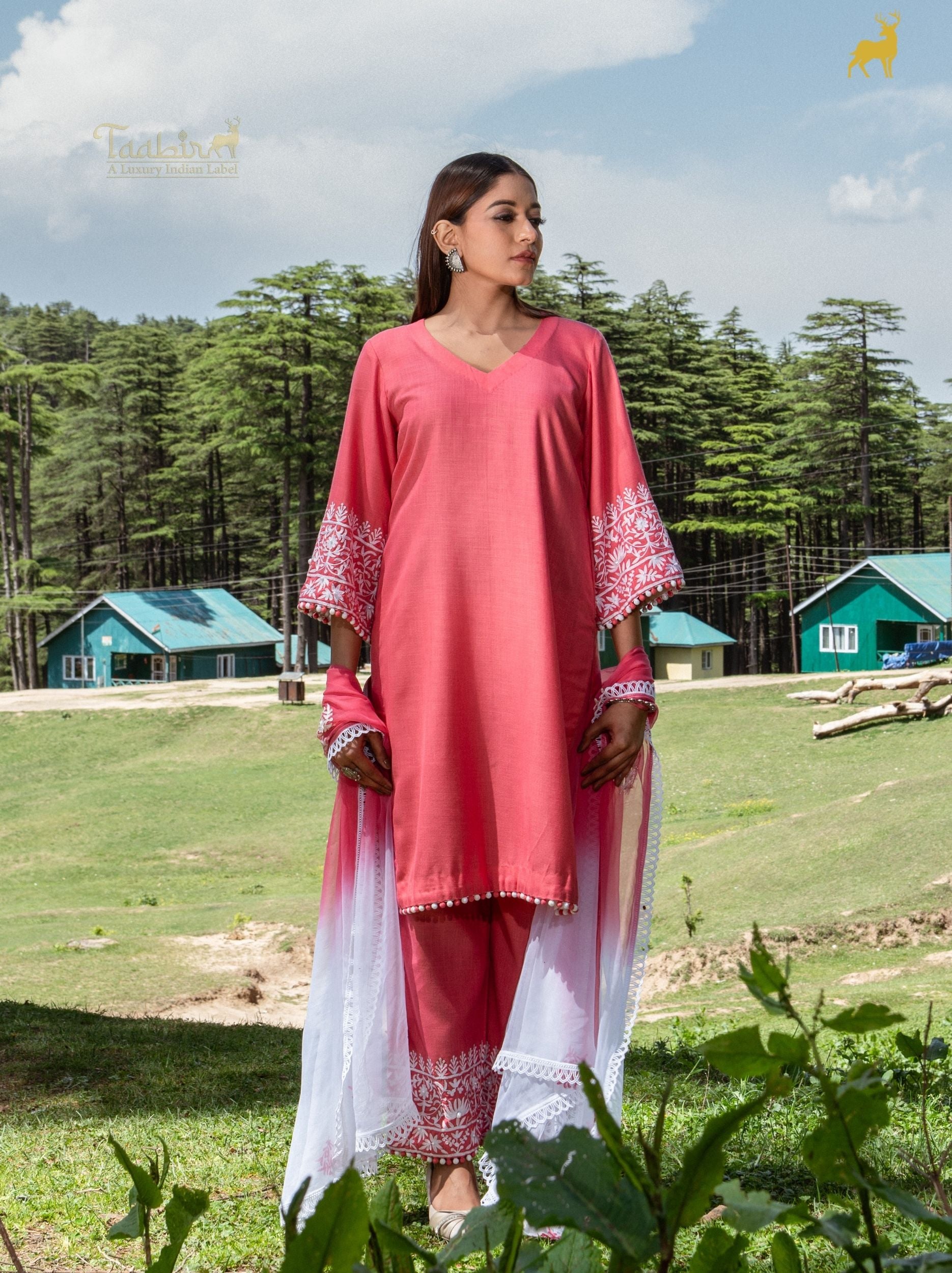 Sia Chanderi Silk Hand-Embroidered Suit Set