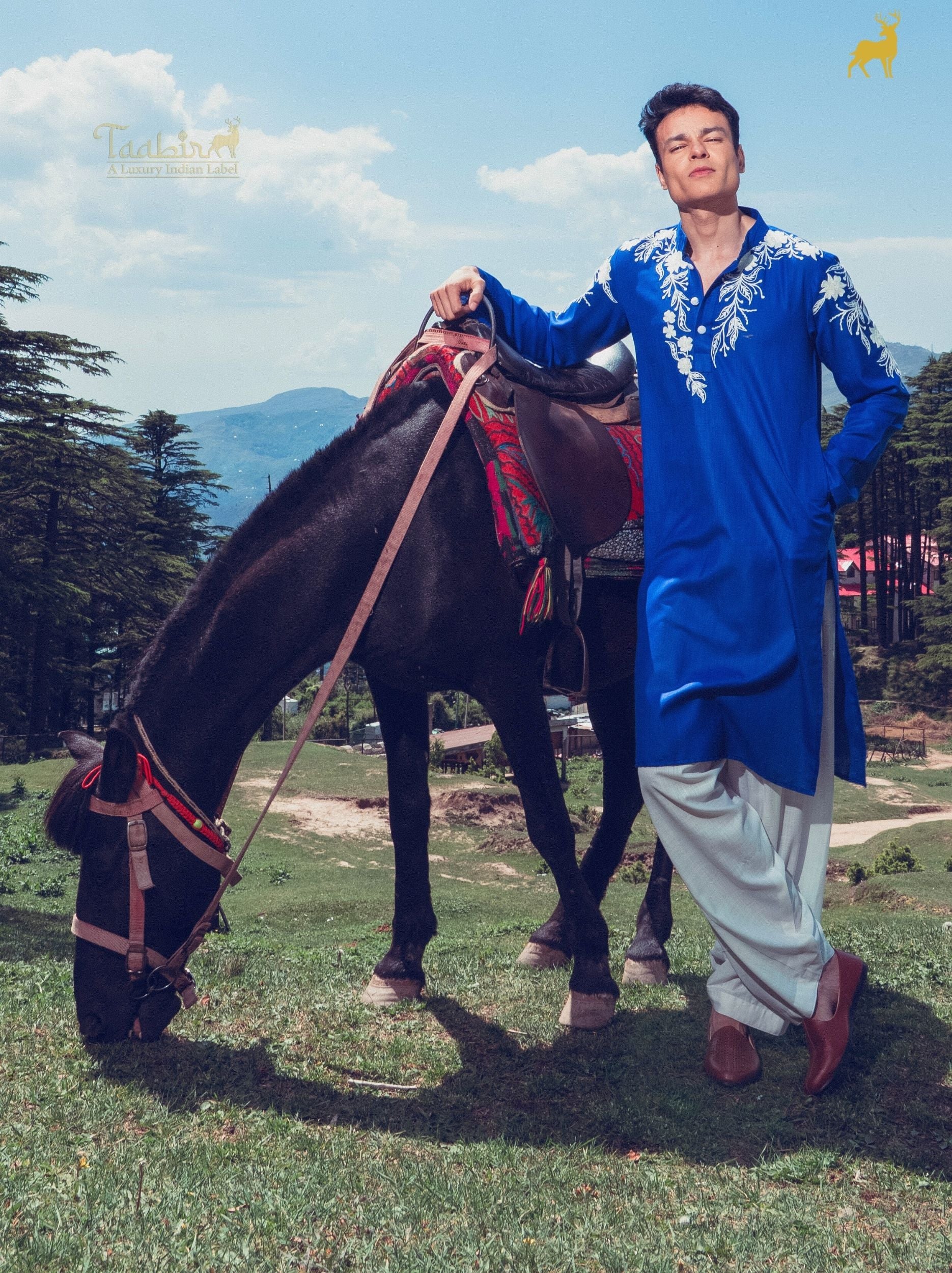 Rust Terracotta Silk Blend Kurta with Geometric Embroidery