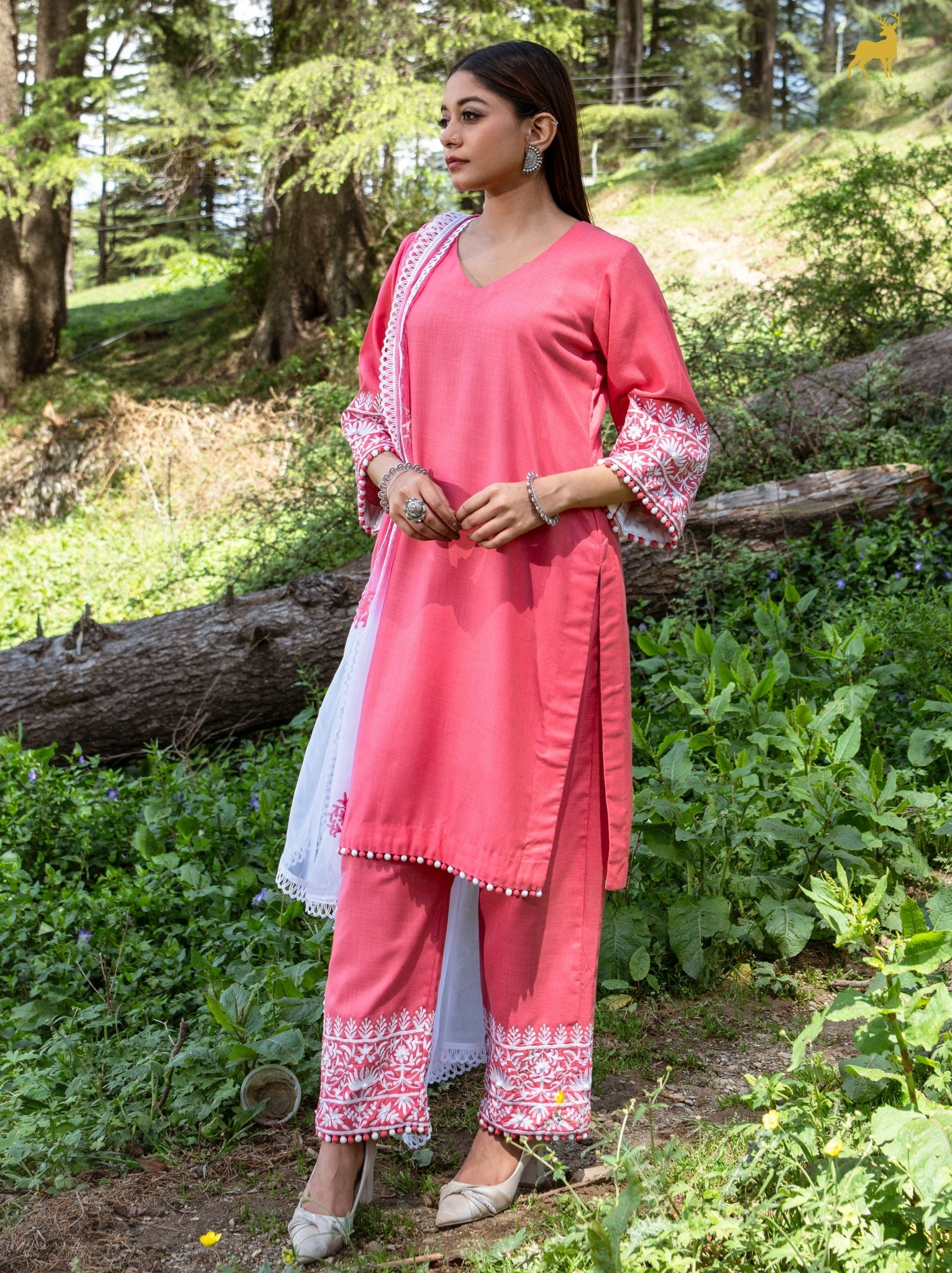 Sia Chanderi Silk Hand-Embroidered Suit Set