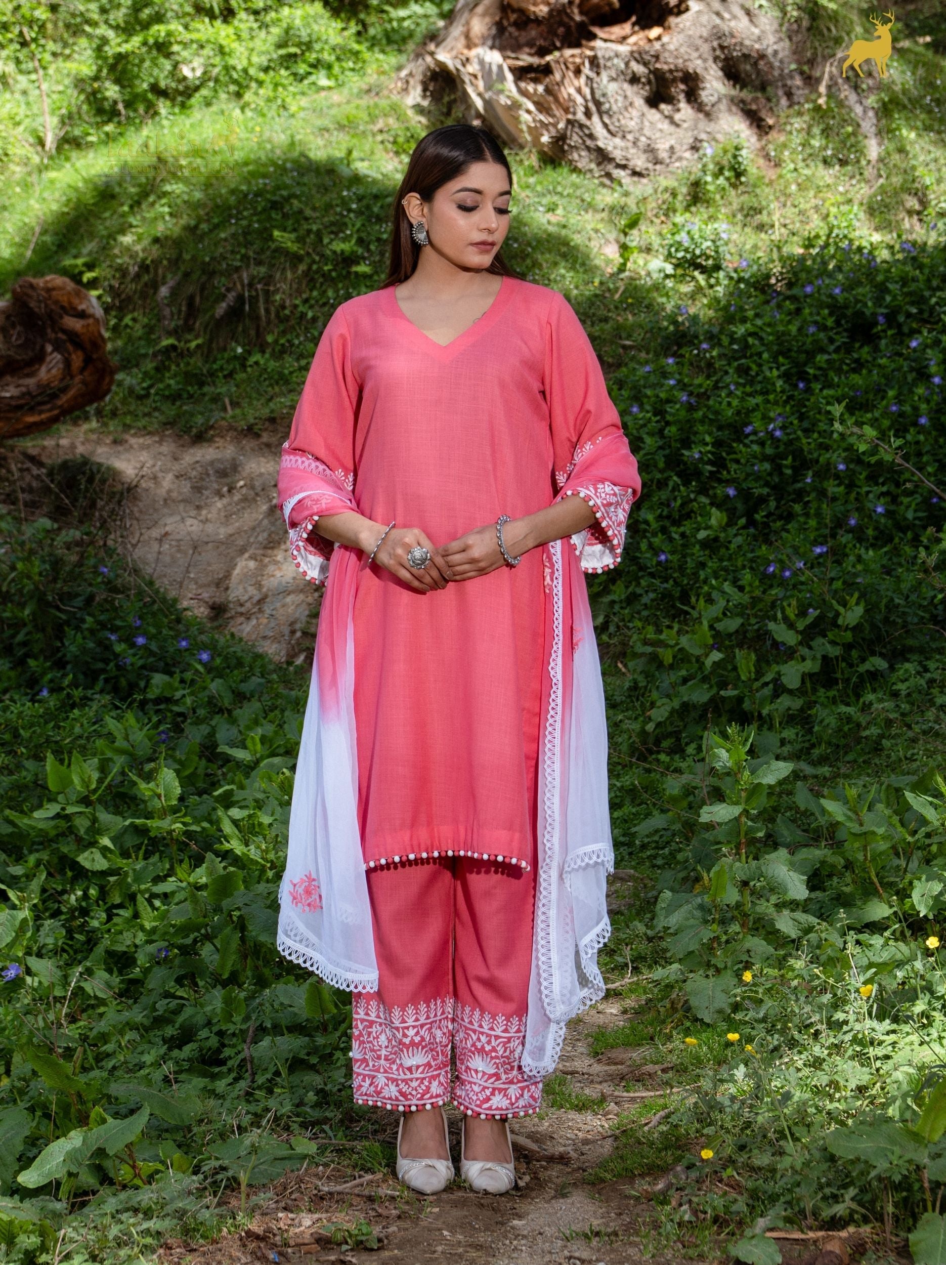 Sia Chanderi Silk Hand-Embroidered Suit Set