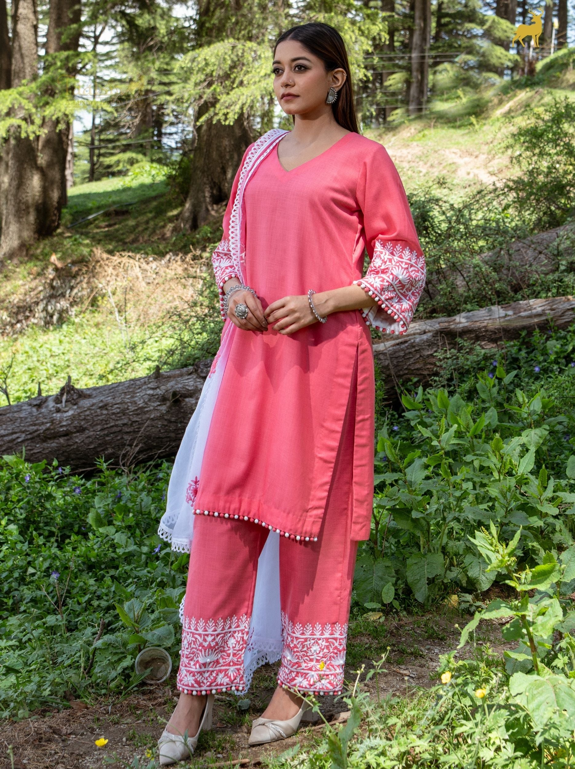 Sia Chanderi Silk Hand-Embroidered Suit Set