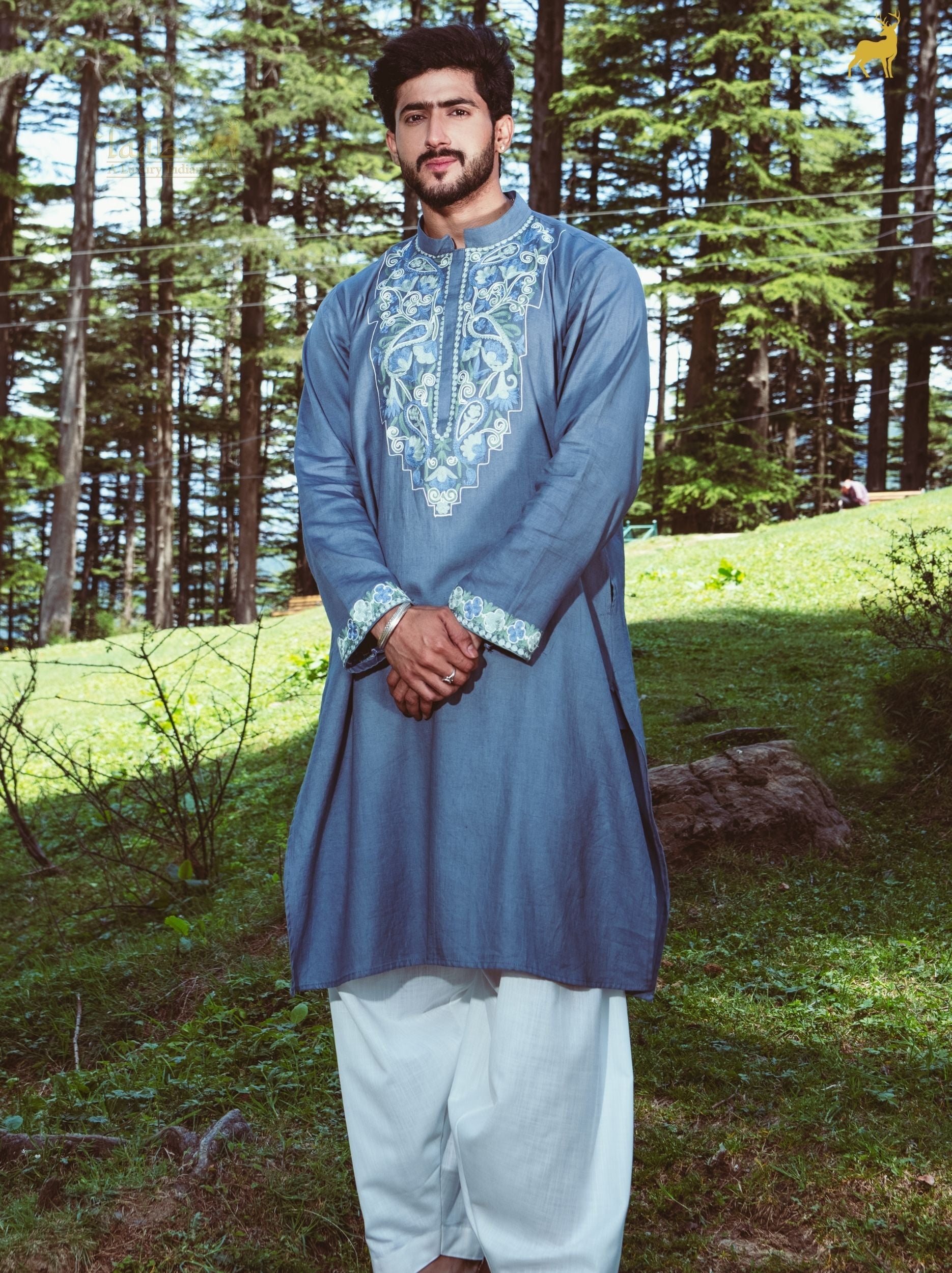 Azure Meadow Embroidered Kurta Set