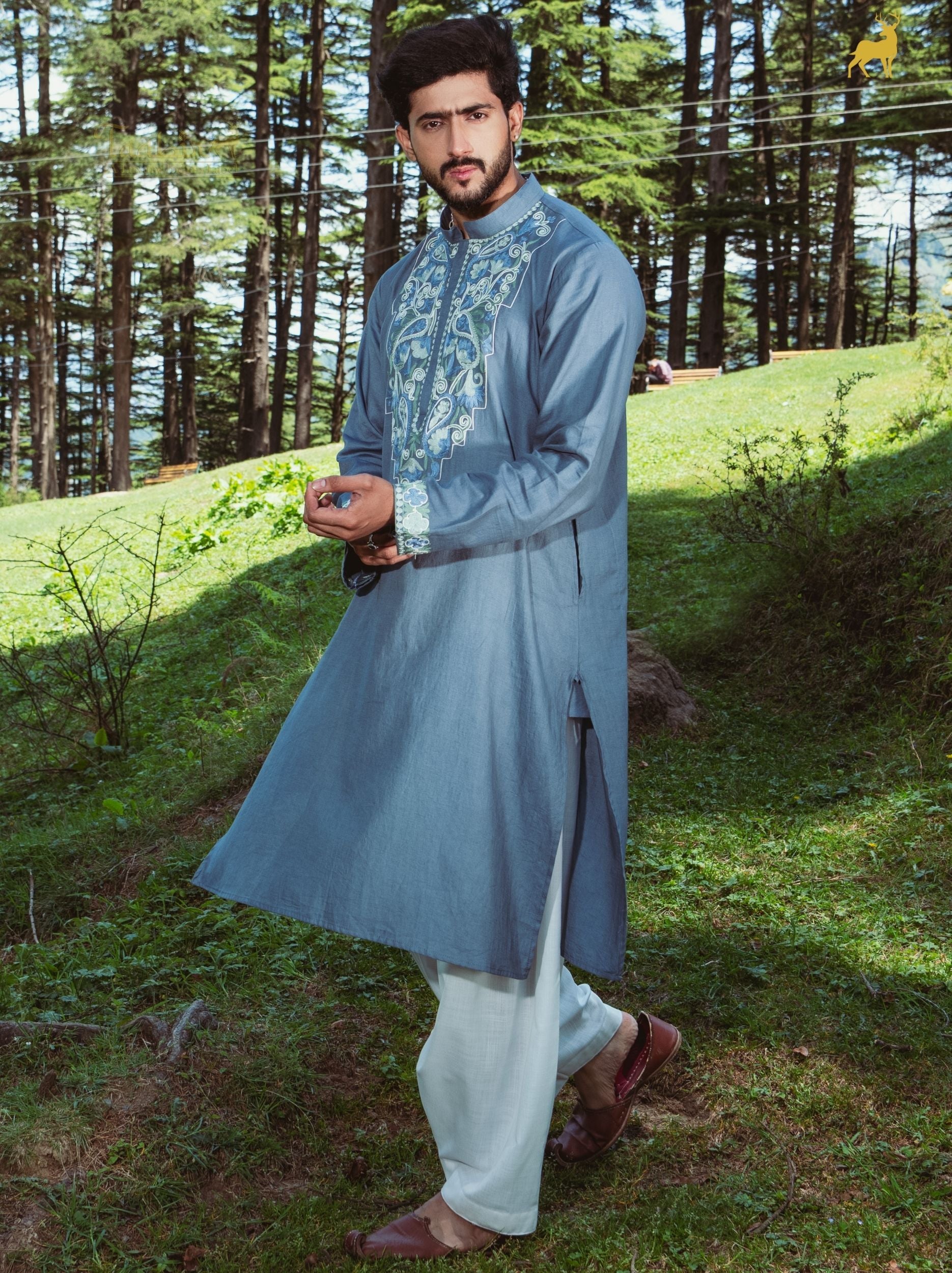 Azure Meadow Embroidered Kurta Set
