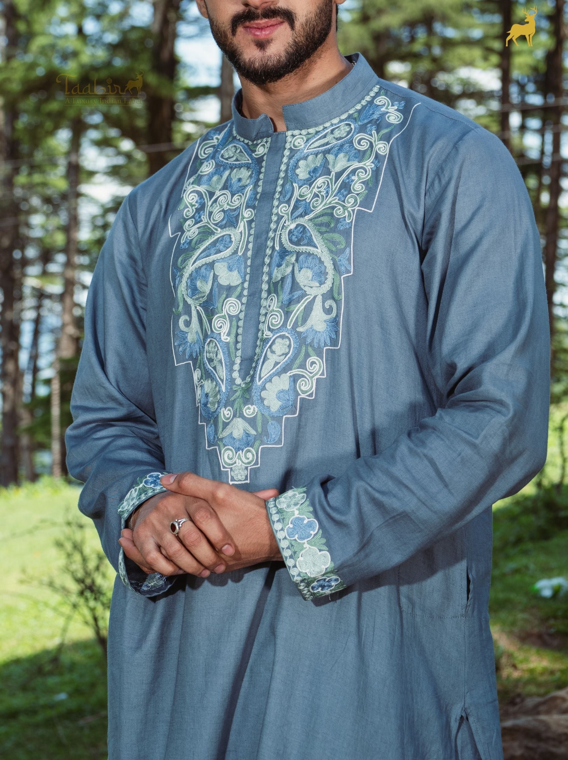 Azure Meadow Embroidered Kurta Set