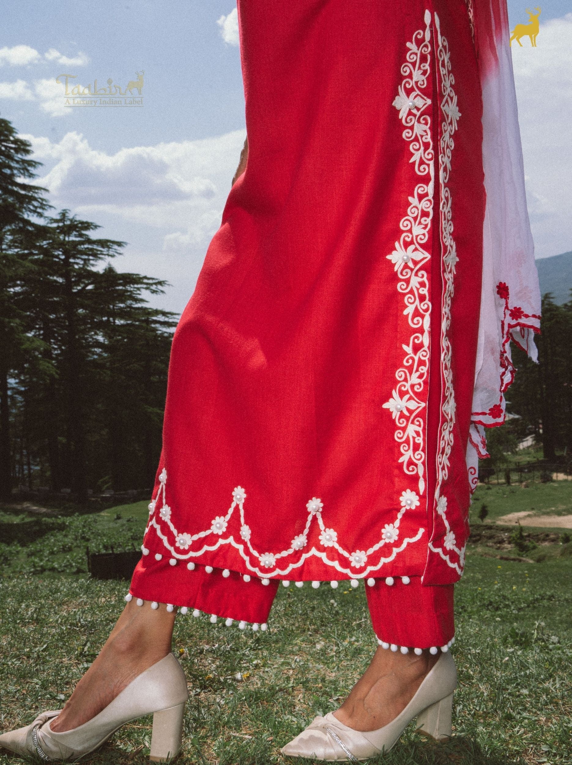 Scarlet Radiance Embroidered Suit Set