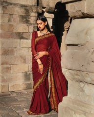 Rust Brown Saree