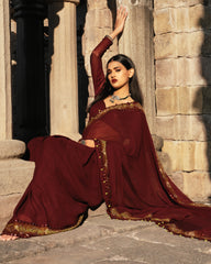 Rust Brown Saree