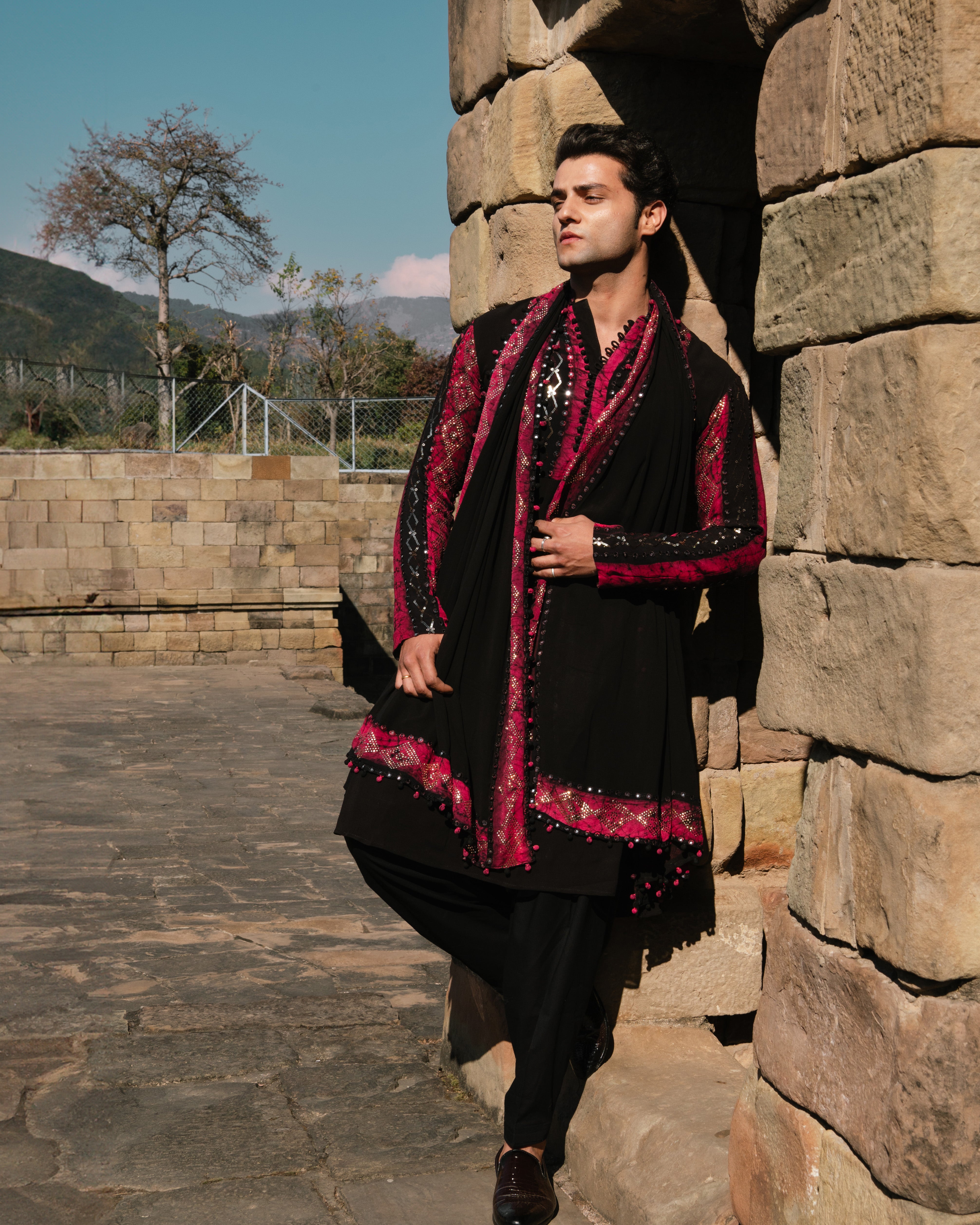 Pink & Black Kurta Payjama