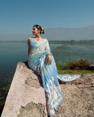 Ombré Blue Organza Saree