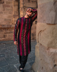 Pink Black Kurta Pajama