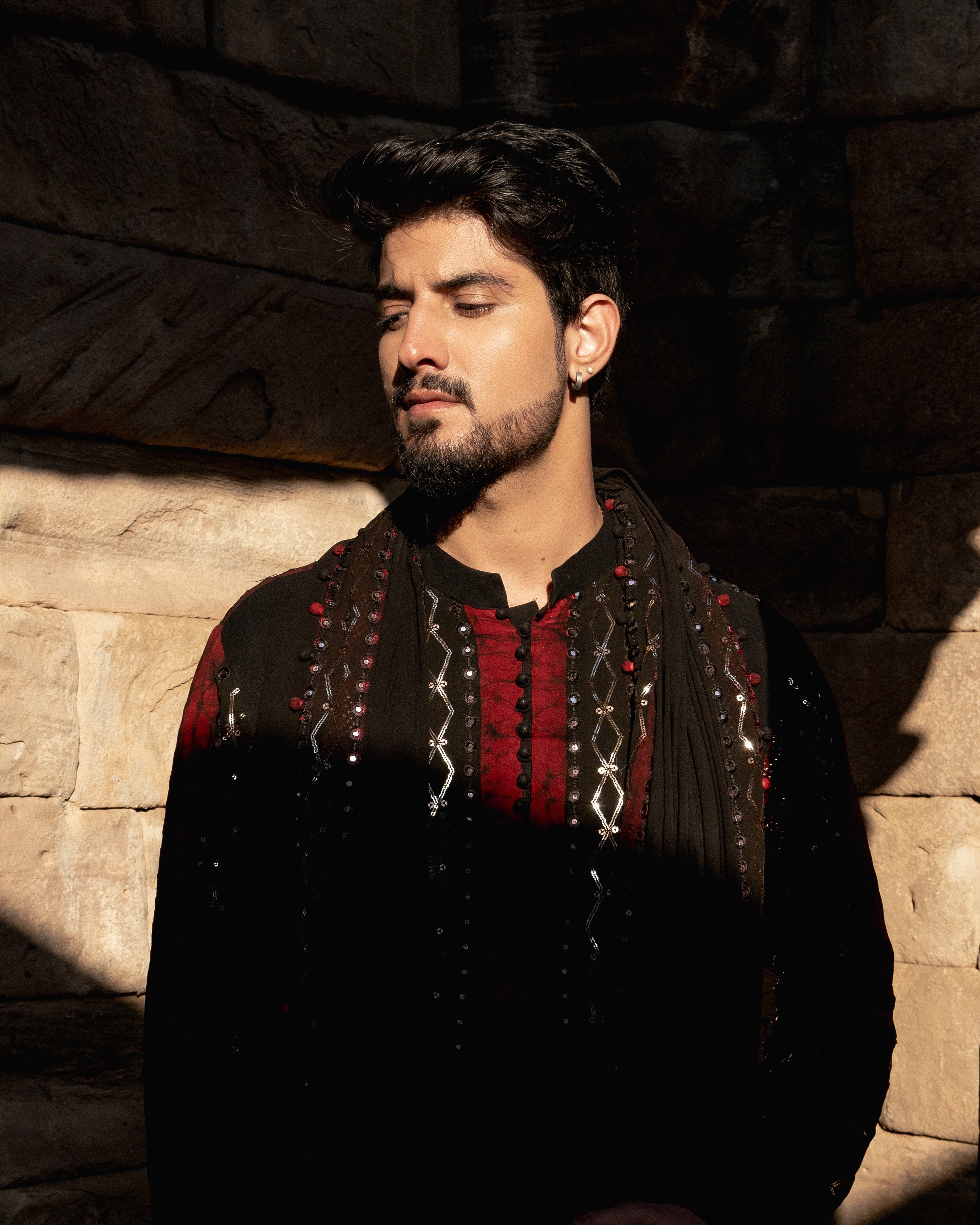 Red & Black Hues Kurta Pajama