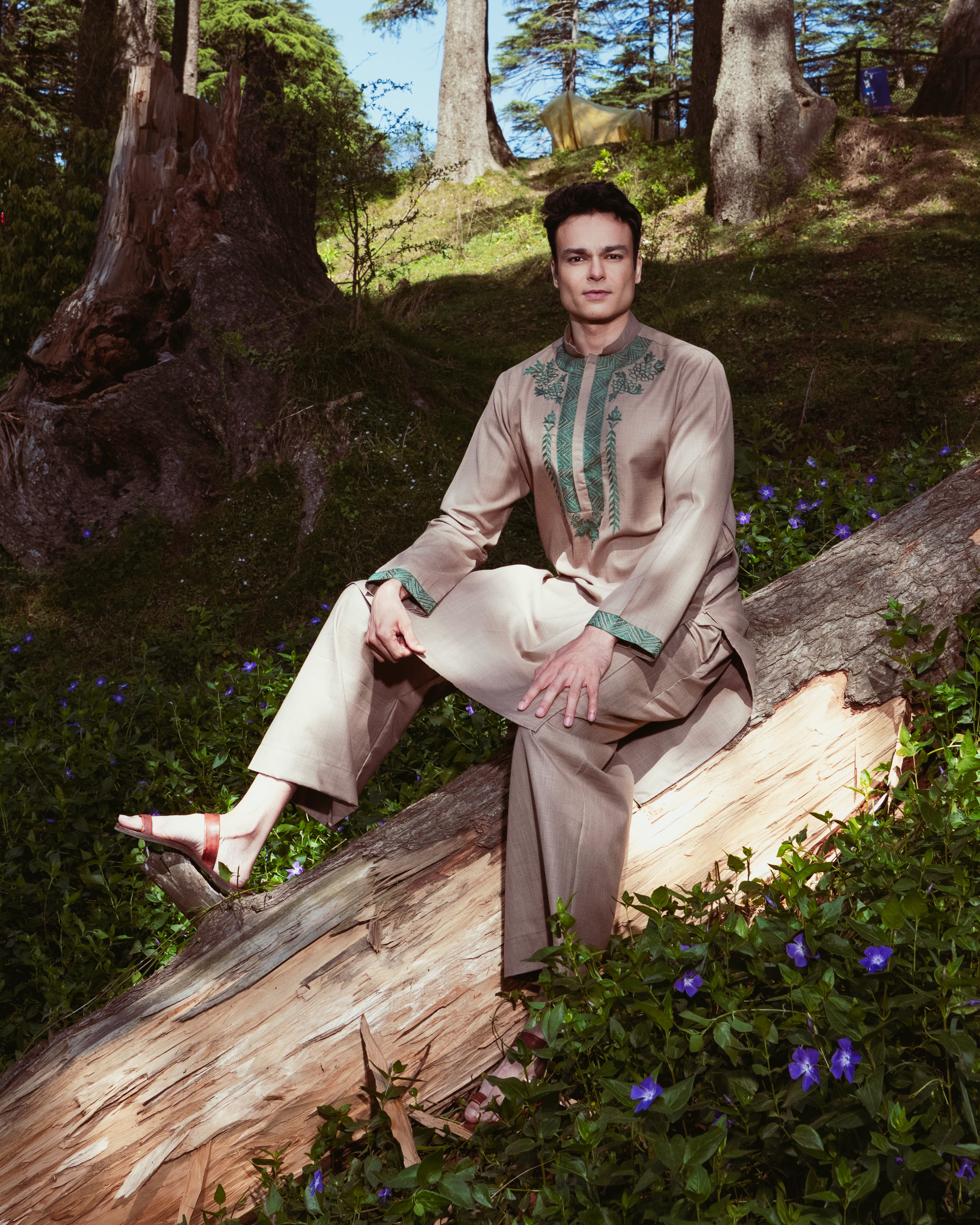 Kashmiri Aari in verdant green,