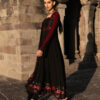 Black & Red Bandhani Anarkali Suit with Mirror Work