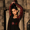 Black & Red Bandhani Anarkali Suit with Mirror Work