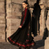 Black & Red Bandhani Anarkali Suit with Mirror Work