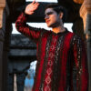Black & Red Bandhani Kurta Pajama Set