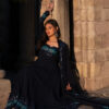 Designer Blue Bandhani Anarkali Suit with Mirror Work