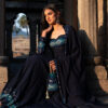 Designer Blue Bandhani Anarkali Suit with Mirror Work