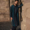 Designer Blue Bandhani Kurta Pajama Set with Mirror Work