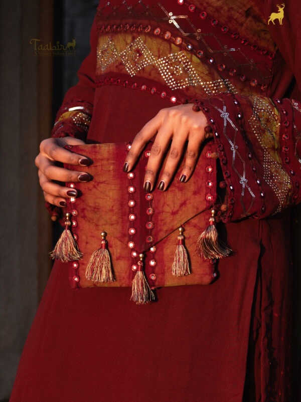 Mehendi Green & Rust Brown Bandhani Valima Suit with Dupatta