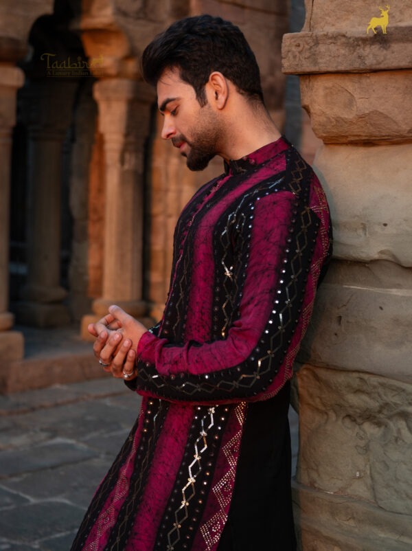 Pink & Black Bandhani Kurta Pajama Set