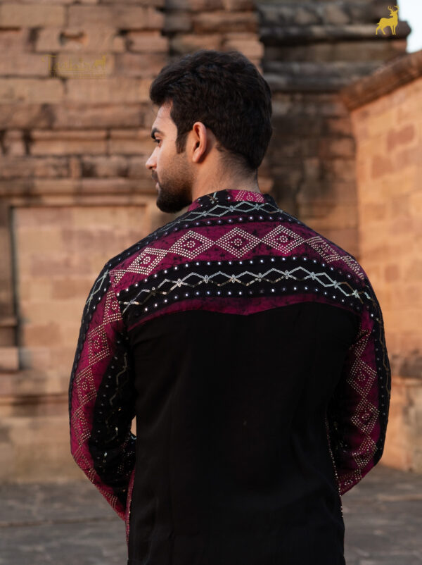 Pink & Black Bandhani Kurta Pajama Set