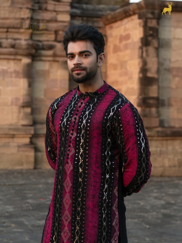 Pink & Black Bandhani Kurta Pajama Set