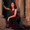 Pink & Black Bandhani Sharara Set with Mirror Work