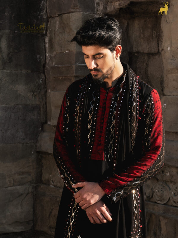 Red & Black Bandhani Kurta Pajama Set with Dupatta