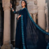 Royal Blue Bandhani Bandhej Saree with Mirror Work