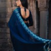 Royal Blue Bandhani Bandhej Saree with Mirror Work