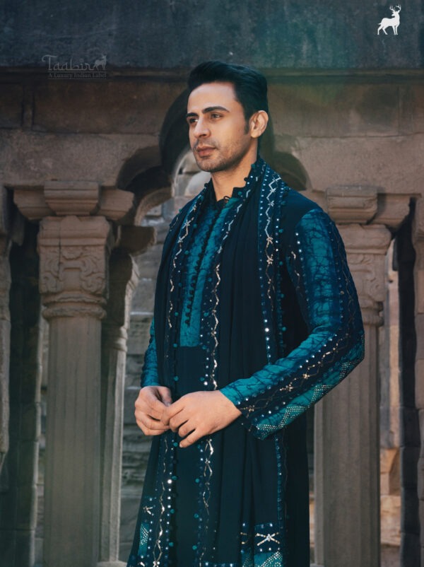 Royal Blue Bandhani Kurta Set with Dupatta