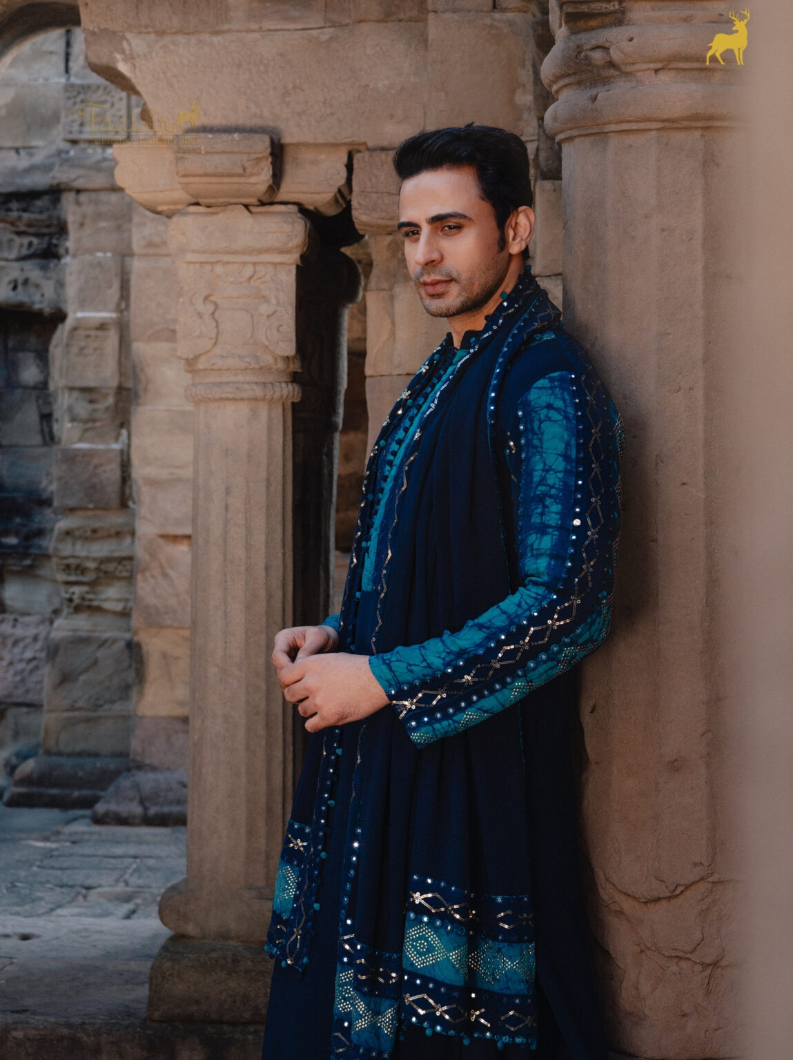 Royal Blue Bandhani Kurta Set (4)