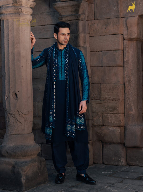 Royal Blue Bandhani Kurta Set with Dupatta