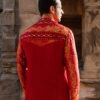Yellow & Red Bandhani Kurta Pajama Set with Mirror Work