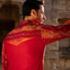 Yellow & Red Bandhani Kurta Pajama Set with Mirror Work