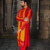 Yellow & Red Bandhani Kurta Set with Dupatta