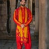 Yellow & Red Bandhani Kurta Set with Dupatta