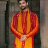 Yellow & Red Bandhani Kurta Set with Dupatta