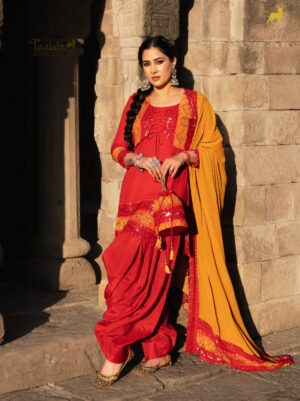 Yellow & Red Bandhani Salwar Suit with Jacket