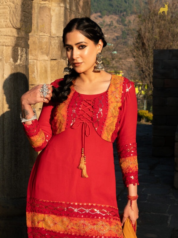Yellow & Red Bandhani Salwar Suit with Jacket
