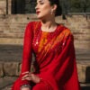Yellow & Red Bandhani Saree with Backless Blouse
